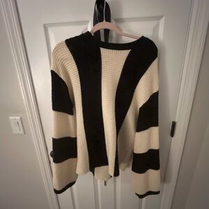 Striped Black and Cream Women's Sweater